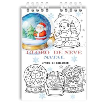 Imagem de Livro De Colorir Globo de Neve Natal Capa Holográfica 50 Desenhos Folha Grossa Capa Dura Wire-o A5 colorindo arteterapia adultos e crianças