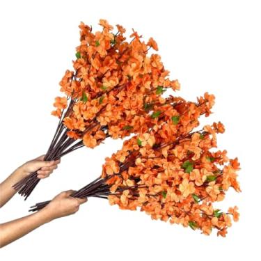 Imagem de Kit 10 a 40 Hastes De Flores De Cerejeira Artificial 65cm Flor Pessegueiro Estilo Oriental Para Decoração- Ramos de Pessegueiro Oriental para Decoração de Vaso(Coral,kit 30 unidades)