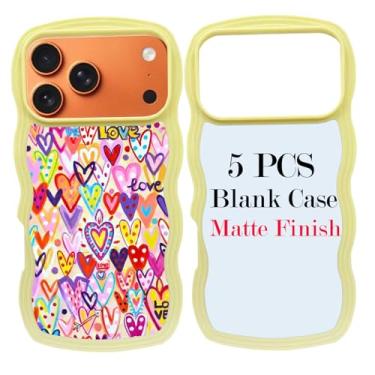 Imagem de JUSTRY 5 peças de capa de telefone em branco por sublimação em branco para impressão compatível com iPhone 17 Pro, capa protetora de borracha personalizada com prensa térmica DIY + inserção fosca