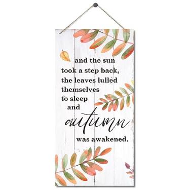 Imagem de Decoração de outono, placa de madeira suspensa para decoração de casa, estética de decoração de outono, arte de decoração de parede, decoração de casa estilo fazenda, presente de outono e outono,