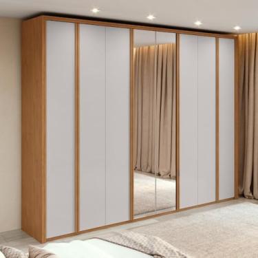 Imagem de Guarda-roupa Casal 100% Mdf 8 Portas Easy Glow com Espelhos Amendoa Clean/off White