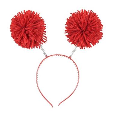 Imagem de Fun Express Boppers de cabeça de plástico vermelho Team Spirit Pom-Pom de 9,8 cm x 11,5 cm - 6 peças
