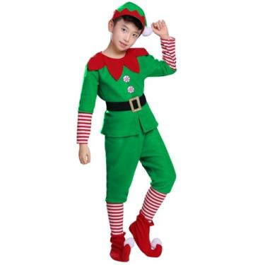 Imagem de Rrlihjgu Fantasia de de Natal, Fantasia de para Crianças, de Ajudante do Papai Noel de Natal | Terno de de férias para adultos e crianças, roupas festivas, trajes de cosplay de