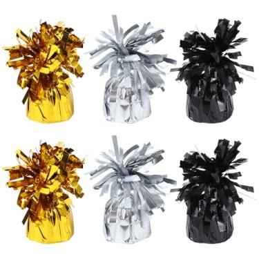 Imagem de ywmigl Pacote com 6 pesos de balões dourados, prateados, pretos e metálicos, âncoras, suporte de balão, para decoração de aniversário de 2025, festa de formatura, Natal, casamento, celebração (ouro