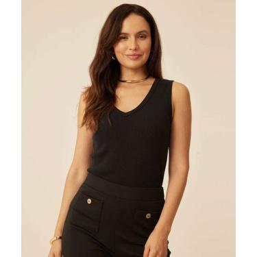 Imagem de Blusa Regata Feminina Canelada Marisa-57021, PP, Preto