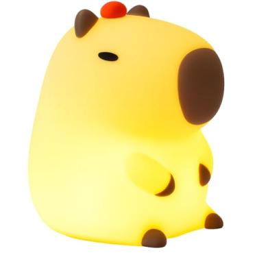 Imagem de Luminária De Mesa Touch Capivara De Silicone Luz Infantil Recarregável Usb Com Brilho Ajustável E Temporizador