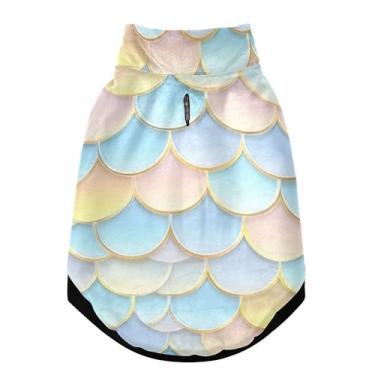 Imagem de SEHANY Casaco de cachorro com escama de peixe arco-íris para cães pequenos, superquente à prova de vento, jaqueta de inverno macia e aconchegante para clima de neve fria com coleira para animais de
