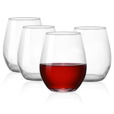 Imagem de HAHASHOW Copos de vinho de plástico sem haste, copos de água inquebráveis, copo de plástico resistente, conjunto de 4 copos de vidro inquebráveis, água, suco, taças de vinho, para aniversário, dia das