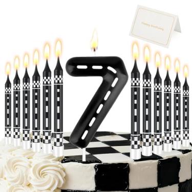 Imagem de Vela número de vela de aniversário de corrida (número 7, preta)