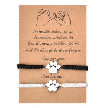 Imagem de yaozeio Pulseiras de pata de cachorro, presentes para amizade, melhor amigo, presente para casais, presentes de aniversário de Natal para namorada, namorado, pulseiras de pata de cachorro para amantes