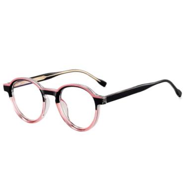 Imagem de Óculos de sol retrô oval feminino com armação dupla transparente para homens (rosa, preto e rosa)