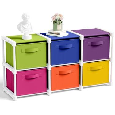 Imagem de Thyle Prateleira organizadora de armazenamento de cubo grande com 6 caixas de 35,5 cm gavetas dobráveis de armazenamento de cubo para roupas, brinquedos, estantes de presente de Natal para sala de