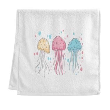 Imagem de CEBUGI Toalhas de banho premium - Toalhas de algodão macio para lavar o rosto - Toalhas de banho de mão persistentes para cuidados com a pele do banheiro | 40 x 75 cm | Medusa colorida|1 pacote