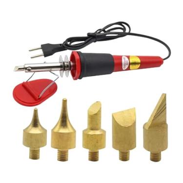 Imagem de Baoblaze Kit de ferro de soldar elétrico com 5 pontas, caneta de ferro de soldar, caneta de pirografia para artesanato pessoal, madeira e reparos elétricos.