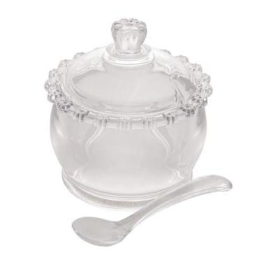 Imagem de Açucareiro Com Colher Daisy De Cristal De Chumbo Incolor Porta Açúcar 
