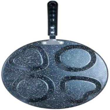 Imagem de Frigideira, 4 divisorias, antiaderente, ovos, cozinha, panela, aquecimento, duravel, 24,5cm, preta