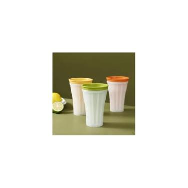 Imagem de Forma de Gelo Smoothie Copo com Tampa, Silicone e Plástico, 150ml, Branca/Verde, 14,5 x 9,5cm