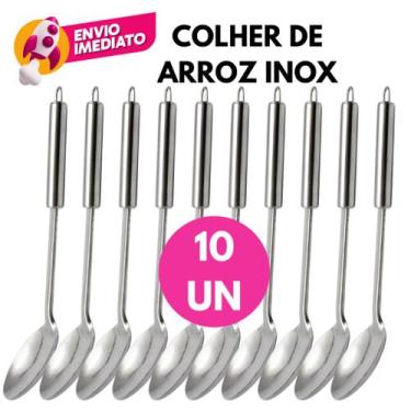Imagem de Kit Colher De Arroz Grande Inox Servir E Preparar Refeições Dia a Dia 