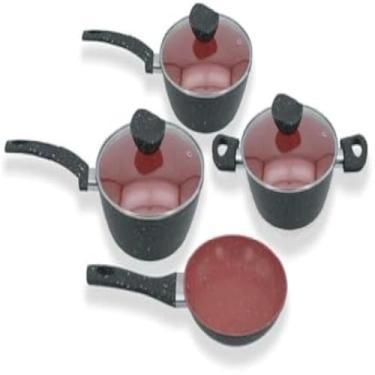 Imagem de Conjunto panelas para cozinhar alimentos antiaderente e facil limpeza, colorido, duravel.