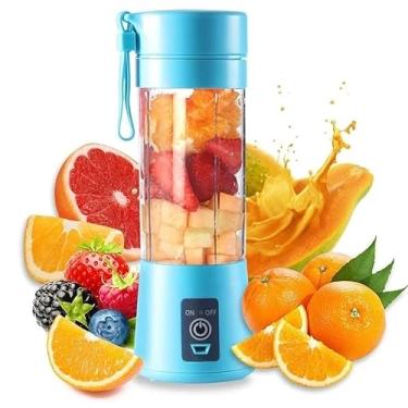 Imagem de Mini Liquidificador Portátil Shake 6 Laminas + Cabo USB-SE3095 (AZUL)
