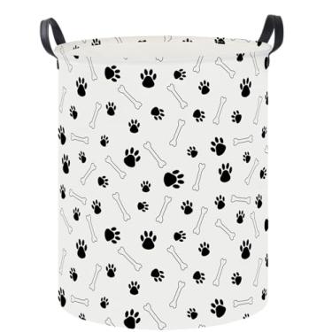 Imagem de HKEC Cesto de roupa suja de 50 cm, cesto de roupas sujas, caixa de armazenamento impermeável, decoração de quarto, cestas de presente, cesto de berçário (pata)