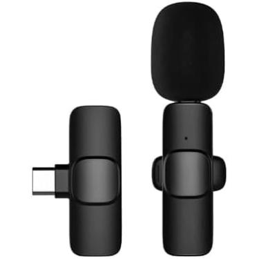 Imagem de Microfone de Lapela Sem Fio Tipo C para Celulares Android – Plug and Play – Redução de Ruído – Alcance 20m – Recarregável – Ideal para Vídeos, Lives e Podcasts