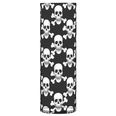 Imagem de JUZIHAI Vaso com estampa de caveira de ossos cruzados para flores, 9,9 cm x 30 cm, cilindro de plástico, moderno, vaso de flores para centro de mesa de casamento, decoração de casa