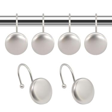 Imagem de TJSKD 12 ganchos de cortina de chuveiro, ganchos de chuveiro de decoração moderna para cortina de chuveiro, anéis de cortina de chuveiro tropicais à prova de ferrugem, clipes de cabide de cortina de