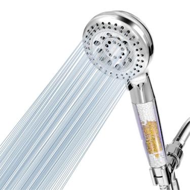 Imagem de YUSHUBAO Chuveiro filtrado com portátil, alta pressão, 10 modos de pulverização, filtro de amaciante de água para água dura, remove cloro, reduz a coceira seca na pele
