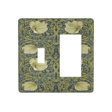 Imagem de Naiqadnehz Capas de tomada William Morris Green Florals 1 interruptor 1 interruptor de luz combo interruptor interruptor elétrico placa de parede para quarto decoração de casa