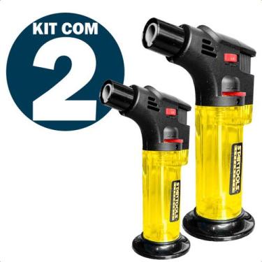 Imagem de Kit com 2 Mini Maçarico Recarregável Portátil Com Regulador de Chama -