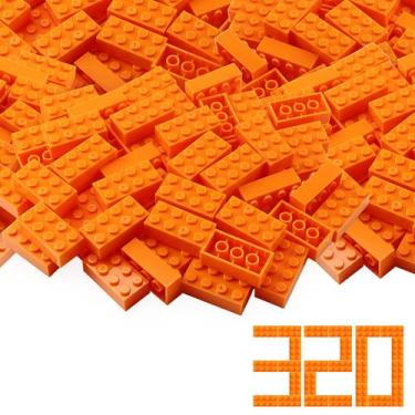 Imagem de Blocos de construção Toy Feleph Classic 2x4 Bricks Orange 320 unidades