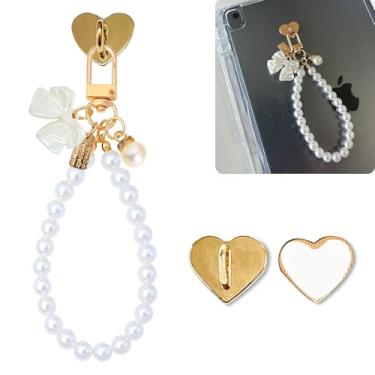 Imagem de YGQZYYQ Corrente de berloques Kindle com laço de pérola para mulheres amantes de livros, chaveiro com pingente de pérola, pulseiras Kindle, acessórios, pingentes, presentes para leitores de livros