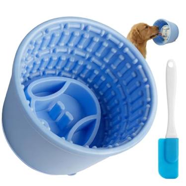 Imagem de Balde de comida lenta de osso de cabeça de cachorro azul