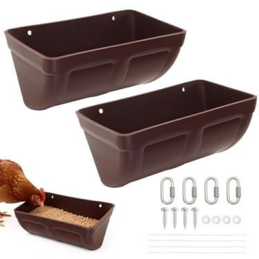 Imagem de Achicklead Pacote com 2 bebedouros para cabras, ovelhas, cães. Recipiente para alimentação de gado e cabras, bebedouros (marrom)