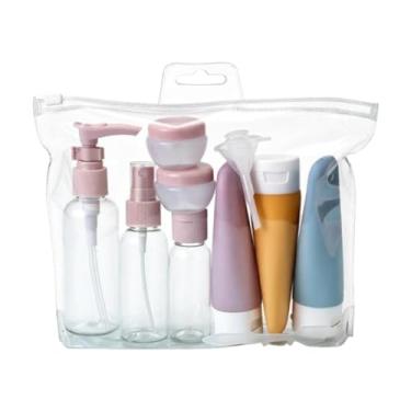 Imagem de KiBcsLic Frascos de viagem para artigos de higiene pessoal, à prova de vazamentos, resistentes, portáteis, kit com recipientes de tamanho ideal para viagem, Morandi