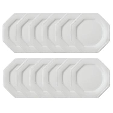 Imagem de Jogo 12 Pratos Rasos Prisma Brancos 28 cm Porcelana Schmidt