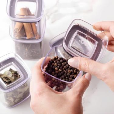 Imagem de Jogo 6 Vasilhames Herméticos Versáteis Porta Especiarias 150ml e 340ml