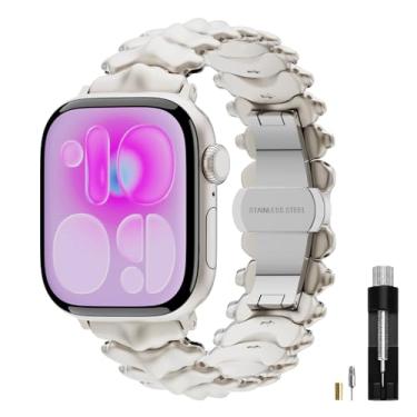 Imagem de Pulseira de metal espinha compatível com Apple Watch séries 11/10/9/8/7/6/5/4/3/2/SE3 2 1 /Ultra3 2 1, mulheres e homens, exclusivo para iWatch de 38 mm, 40 mm, 41 mm, 42 mm, 44 mm, 45 mm, 49 mm