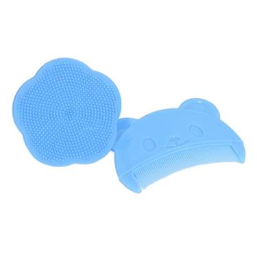 Imagem de Generic Conjunto de Pente de Couro Cabeludo de bebê de Silicone Macio Banho Sensorial Confortável Recém-nascidos Ferramenta de Banho para Limpeza do Couro Cabeludo (Azul)