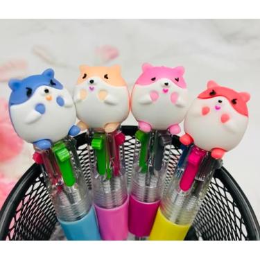 Imagem de Hamster Mini caneta multicolorida em uma 4 em 1 lindas canetas divertidas em massa canetas esferográficas Kawaii de tinta sortidas para crianças, presente de aniversário, presente de estudante
