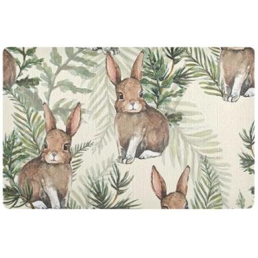 Imagem de TSENQUE Capacho personalizado coelho floresta coelho engraçado outono tapete enlameado tapetes para cães tapetes grandes de cozinha antiderrapante lavável 81 x 50 centímetros