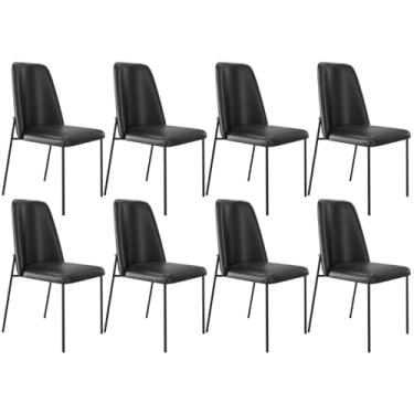 Imagem de Kit 08 Cadeiras Decorativa Estofada Para Sala De Jantar Bella L02 Couríssimo Preto - Lyam Decor