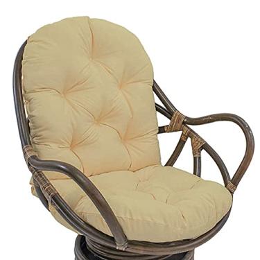Imagem de Almofada de balanço giratória, almofada de cadeira giratória de sarja sólida, tapete de assento lavável, almofadas de cadeira de balanço, almofada de cadeira de balanço espessa macia, bege amarelo, 60