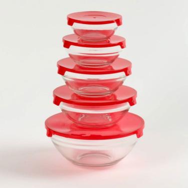 Imagem de Conjunto de 5 Tigelas de Vidro La Vittra com Tampa Plastica Intervalue