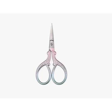 Imagem de Tesoura vintage de ponto cruz para corte preciso de fios, pequena ferramenta de costura de estilo antigo em rosa