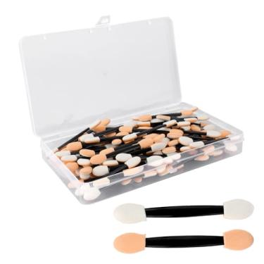 Imagem de 100un. Aplicadores de Sombra, Design Ponta Dupla Pincéis Sombra Acessórios Maquiagem os Olhos Ferramentas Cosméticas Portáteis para Beleza Senhoras e Mulheres (Preto)