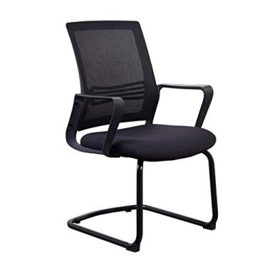 Imagem de Poltrona de malha para escritório, base de metal, encosto doméstico, suporte de cintura, poltrona preta fria