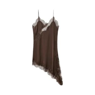 Imagem de Vestido Mini De Renda Para Mulheres, Sem Costas, Assimétrico, Vestido 