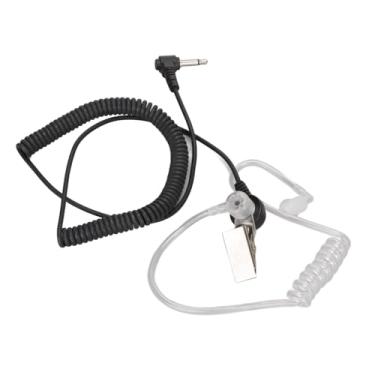 Imagem de Fone de Ouvido para Rádio Walkie Talkie 3 5MM com Conduto Ar Enrolado Único Microfone Anexável Plugue 1 Pino Eletroplatado Botão PTT Push-to-Talk Invisível Tubo Acústico Transparente Clip Reforçado So